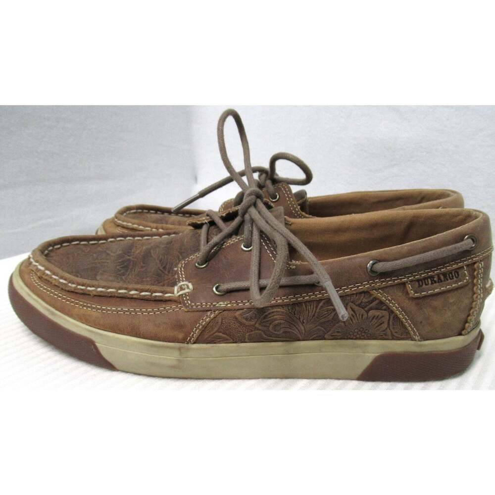 Durango Leather Loafer Floral Embossed Shoes Brown Woman Size 9.5 Casual - Picture 3 of 6